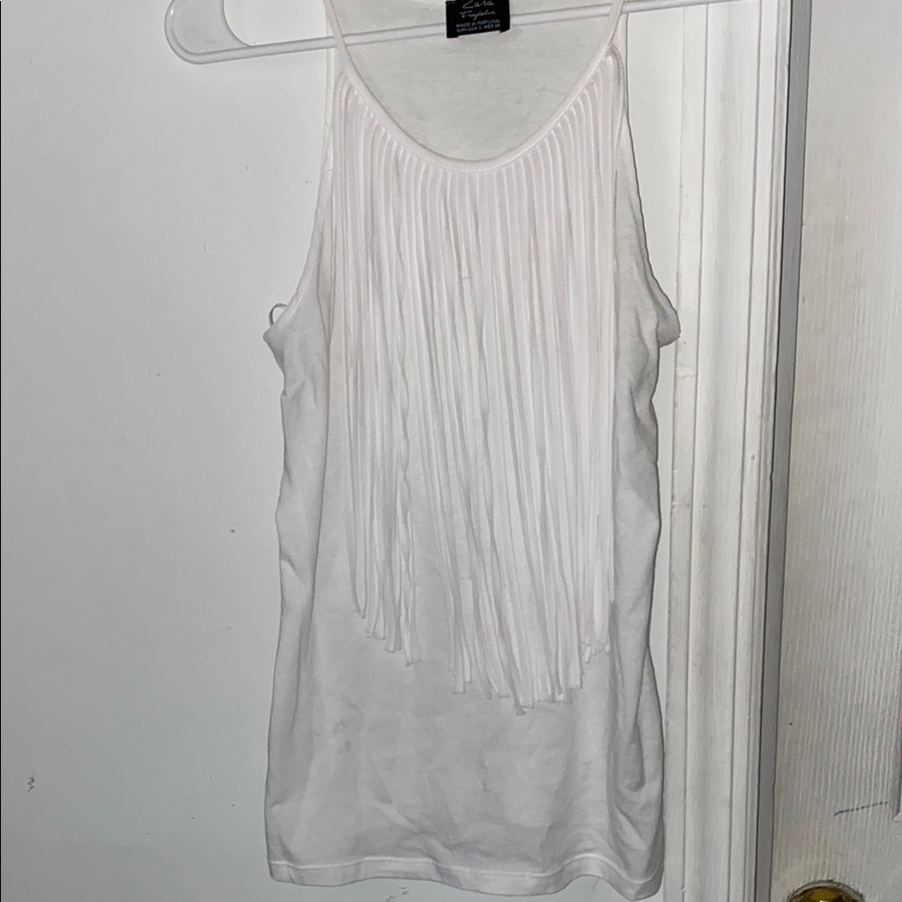 White Fringe Tank Top